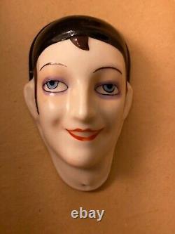 Poupée en porcelaine mi-visage Art Déco vintage époque flapper Allemagne