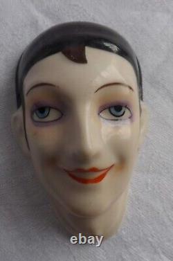 Poupée en porcelaine mi-visage Art Déco vintage époque flapper Allemagne