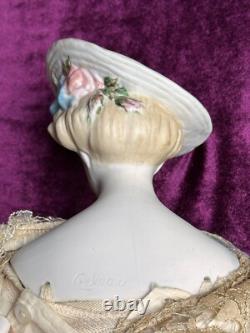 Poupée en porcelaine vintage 17 Emma Clear Gibson Girl avec chapeau moulé
