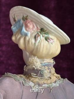Poupée en porcelaine vintage 17 Emma Clear Gibson Girl avec chapeau moulé