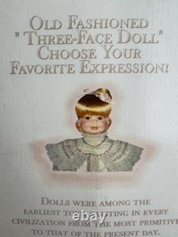 Poupée en porcelaine vintage à 3 faces. EXCLUSIVITÉ de Cracker Barrel Country Store. DANS LA BOÎTE