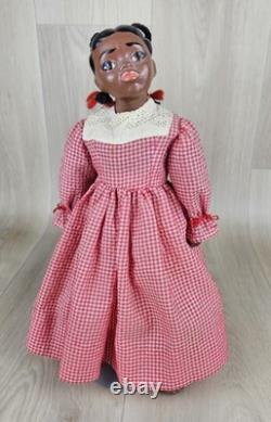 Poupée en porcelaine vintage à tête Magge, fleur de pêcher, 14 pouces, fille afro-américaine, rare, marquée