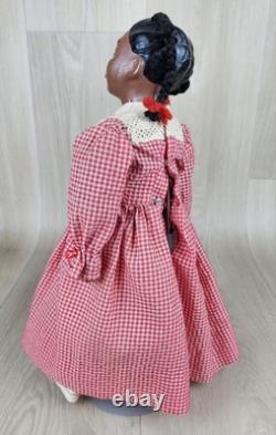 Poupée en porcelaine vintage à tête Magge, fleur de pêcher, 14 pouces, fille afro-américaine, rare, marquée