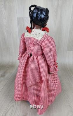 Poupée en porcelaine vintage à tête Magge, fleur de pêcher, 14 pouces, fille afro-américaine, rare, marquée Poupée en porcelaine vintage à tête Magge, fleur de pêcher, 14 pouces, fille afro-américaine, rare, marquée