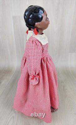Poupée en porcelaine vintage à tête Magge, fleur de pêcher, 14 pouces, fille afro-américaine, rare, marquée