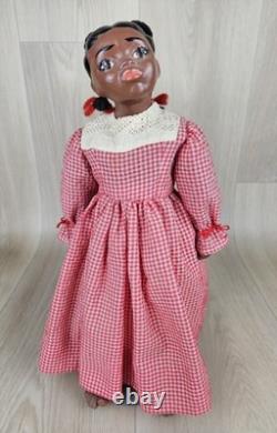 Poupée en porcelaine vintage à tête Magge, fleur de pêcher, 14 pouces, fille afro-américaine, rare, marquée