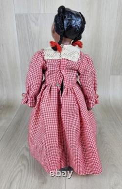 Poupée en porcelaine vintage à tête Magge, fleur de pêcher, 14 pouces, fille afro-américaine, rare, marquée