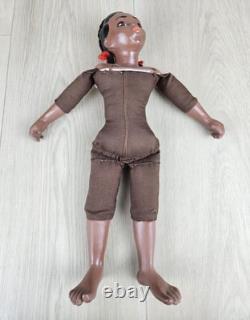 Poupée en porcelaine vintage à tête Magge, fleur de pêcher, 14 pouces, fille afro-américaine, rare, marquée