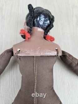 Poupée en porcelaine vintage à tête Magge, fleur de pêcher, 14 pouces, fille afro-américaine, rare, marquée