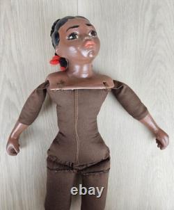 Poupée en porcelaine vintage à tête Magge, fleur de pêcher, 14 pouces, fille afro-américaine, rare, marquée