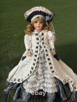 Poupée en porcelaine vintage complète Kaitlyn & Teddy par Janis Berard, 21 pouces