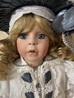 Poupée en porcelaine vintage complète Kaitlyn & Teddy par Janis Berard, 21 pouces