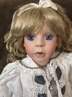 Poupée en porcelaine vintage complète Kaitlyn & Teddy par Janis Berard, 21 pouces