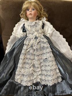 Poupée en porcelaine vintage complète Kaitlyn & Teddy par Janis Berard, 21 pouces