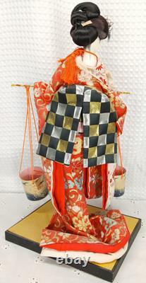 Poupée geisha japonaise vintage de 18 pouces en kimono, visage en porcelaine YOSHITOKU OBAYAMA