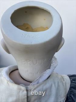 Poupée habillée vintage française Bru Junr réplique nordique, 35 pouces de haut