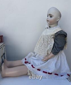 Poupée habillée vintage française Bru Junr réplique nordique, 35 pouces de haut