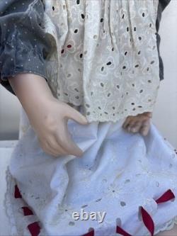 Poupée habillée vintage française Bru Junr réplique nordique, 35 pouces de haut