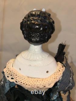 Poupée rare en porcelaine Parian Limbach, dame irlandaise, reine, cheveux hautement sculptés, 14 pouces