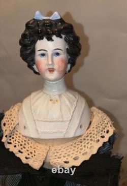 Poupée rare en porcelaine Parian Limbach, dame irlandaise, reine, cheveux hautement sculptés, 14 pouces