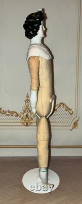 Poupée rare en porcelaine Parian Limbach, dame irlandaise, reine, cheveux hautement sculptés, 14 pouces