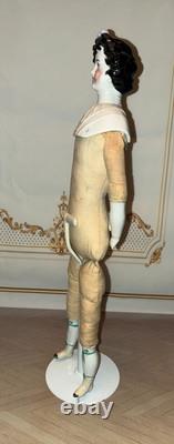 Poupée rare en porcelaine Parian Limbach, dame irlandaise, reine, cheveux hautement sculptés, 14 pouces