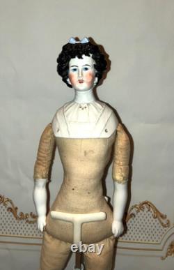 Poupée rare en porcelaine Parian Limbach, dame irlandaise, reine, cheveux hautement sculptés, 14 pouces