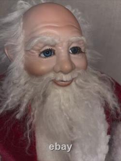 Poupée signée vintage du Père Noël fabriquée par un artiste avec tête en porcelaine Santa Christmas 17