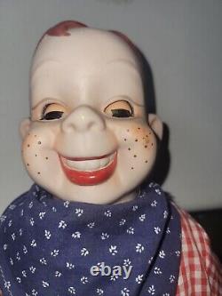 Poupée ventriloque en porcelaine Vintage Howdy Doody avec yeux dormants des années 1950