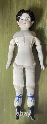Poupée victorienne allemande en porcelaine antique surdimensionnée des années 1800, 20 pouces, corps en tissu, vintage