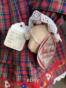 Poupée vintage Kathe Kruse 18 blonde en porcelaine/tissu avec boîte