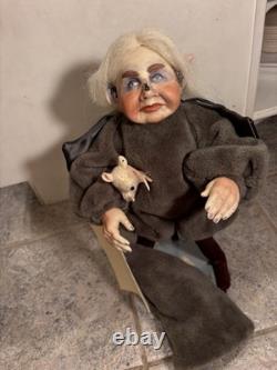 Poupée vintage RARE de sorcière d’Halloween Faith Wick Originals, collection Small People, n° 10, avec SOCLE