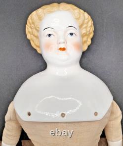 Poupée vintage ancienne en porcelaine émaillée, tête-mains-pieds, sans fissures ni éclats, 22