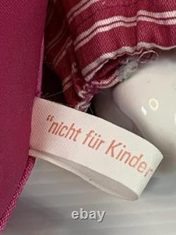 Poupée vintage en porcelaine Q-tee et support en métal 14 thème clown rose rare