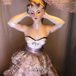 Poupée vintage en porcelaine de 16 pouces de hauteur, double lumière, entièrement d'origine et fonctionnelle
