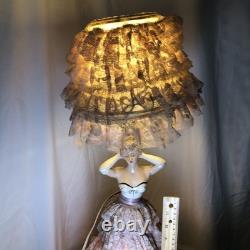 Poupée vintage en porcelaine de 16 pouces de hauteur, double lumière, entièrement d'origine et fonctionnelle