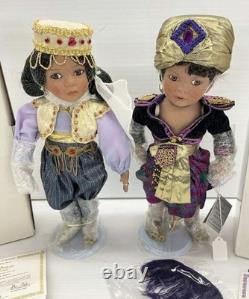 Poupées Danbury Mint Aladdin et Princesse par Linda Steele, 2 vintage incluses neuves