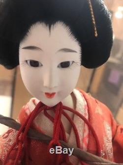 Poupées Vintage Geisha Japonaises Avec Visage En Porcelaine Et Kimono Floral