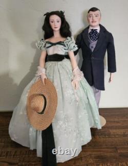 Poupées en porcelaine Scarlett O'Hara et Rhett Butler par Franklin Mint Vintage 1986