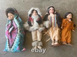 Poupées en porcelaine amérindiennes vintage, lot de 4, Danbury Mint, Ho Moi, 14 16
