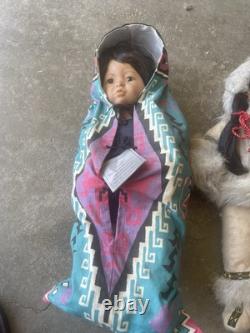 Poupées en porcelaine amérindiennes vintage, lot de 4, Danbury Mint, Ho Moi, 14 16