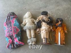 Poupées en porcelaine amérindiennes vintage, lot de 4, Danbury Mint, Ho Moi, 14 16