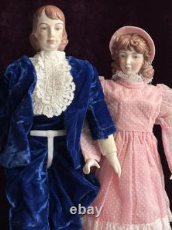 Poupées en porcelaine vintage Pinkie et Blue Boy par l'artiste Clara Wade