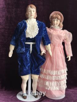 Poupées en porcelaine vintage Pinkie et Blue Boy par l'artiste Clara Wade