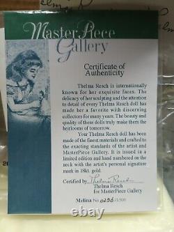 RARE! Poupée artistique en biscuit vintage par Thelma Resch NIB avec COA Melina 256/1500