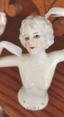 RARE Poupée en PORCELAINE ANCIENNE Grande de 5 pouces de hauteur Parfait État Années folles