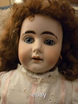 RARE ! Poupée en bisque à tête de épaule Liebe & Hoffman de 23 pouces en coton blanc à broderie anglaise