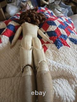 RARE ! Poupée en bisque à tête de épaule Liebe & Hoffman de 23 pouces en coton blanc à broderie anglaise