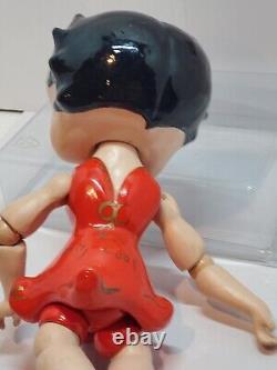 RARE Vintage 11 Betty Boop Poupée en porcelaine/biscuit articulée Robe rouge Antique