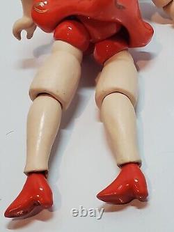 RARE Vintage 11 Betty Boop Poupée en porcelaine/biscuit articulée Robe rouge Antique